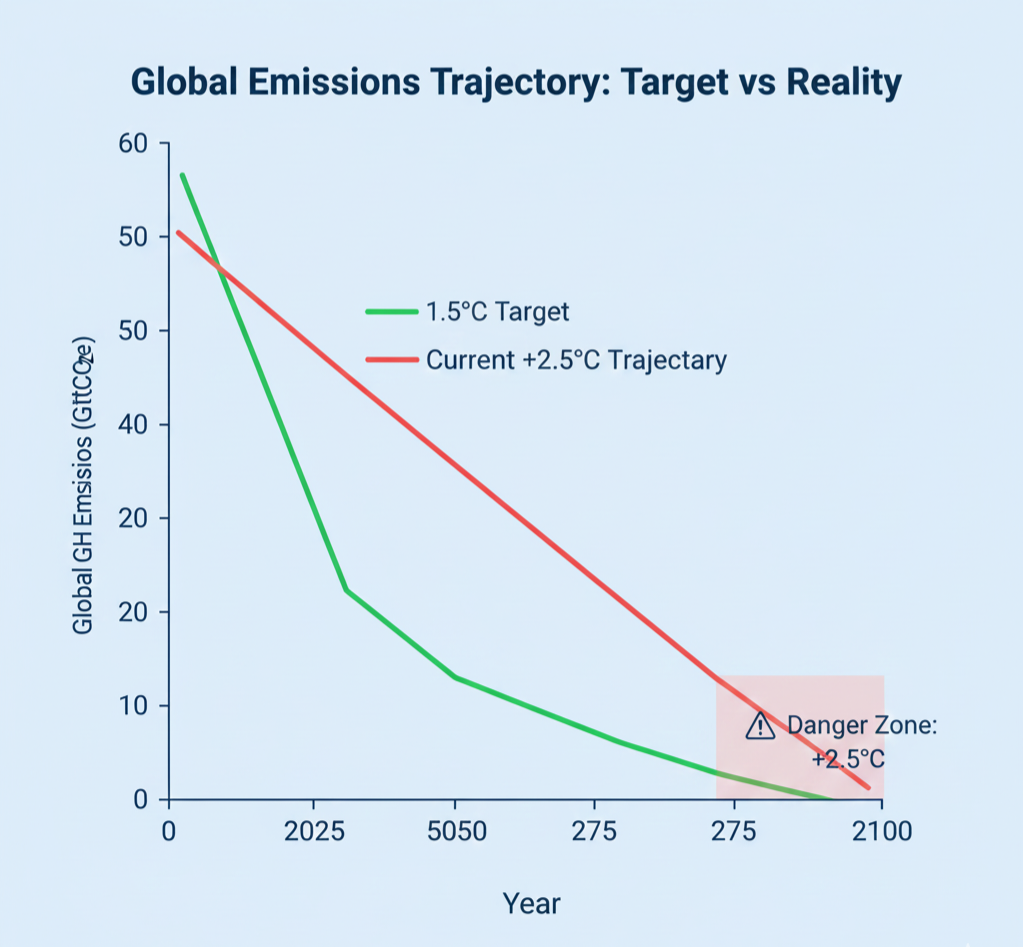Global Emissions Trajectory: Target vs. Reality
